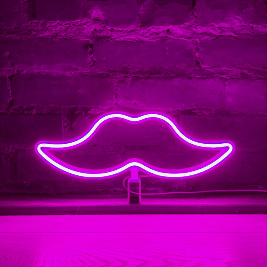 Neon Movember Moustache - Magenta